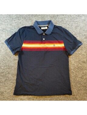 Original Penguin Men’s Polo S Navy Retro Stripe Shirt w/ Penguin Logo